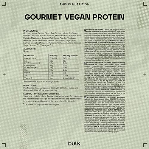Bulk Gourmet Vegan Protein Powder, Chocolate, 700 g Bulk
