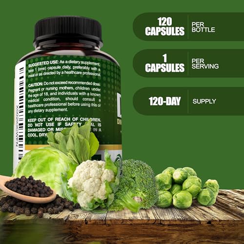 NutriFlair DIM Supplement 400mg with Bioperine, 120 Capsules - Diindolylmethane - AB Mystery