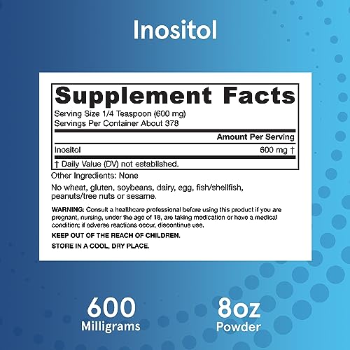 Jarrow Formulas Inositol 600 mg, Dietary Supplement for Cellular Health Support, 8 oz - AB Mystery