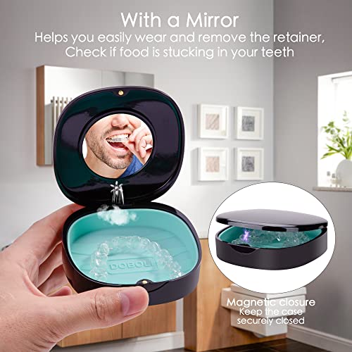 2 Pack Retainer Case with Vent Holes, Mirrors,Compatible with Invisalign,Night Guards - AB Mystery