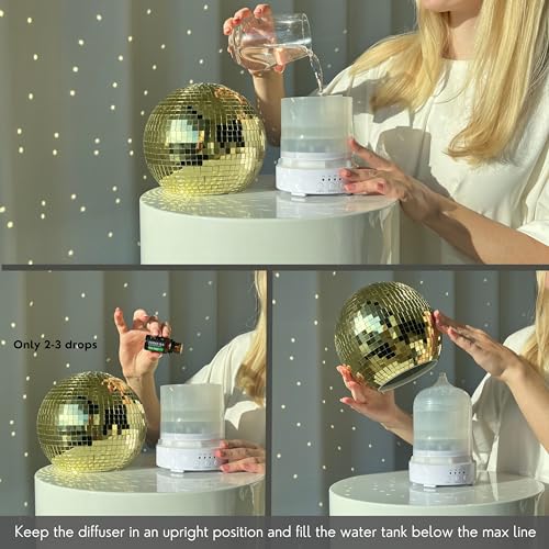 Disco Ball Diffuser Rotating - 300 ML Mirror Ball Oil Diffuser, Essential Oils Diffusers for Home - AB Mystery