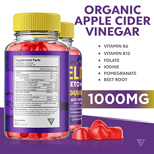 (3 Pack) Elite Keto ACV Gummies AVC, Elite Keto Plus ACV Advanced Weight Loss Gummies