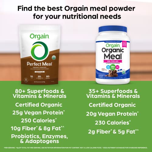 Orgain Organic Perfect Meal Replacement Protein Powder, Chocolate - 25g Plant Based - AB Mystery