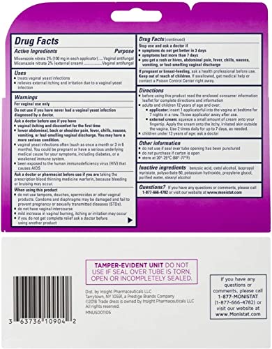 Monistat 7 Simple Cure Feminine Antifungal Cream with RX Strength Cream, 7 Day Treatment Cream - AB Mystery