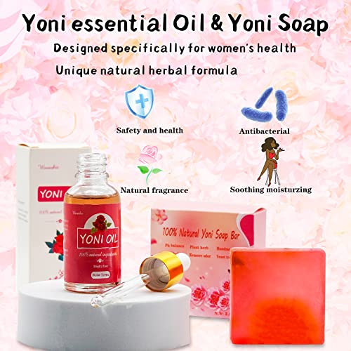 Yoni Soap Bars Vaginal Wash & Natural Yoni Oil Set Of 3, Ph Balance Eliminates Odor for Women - AB Mystery