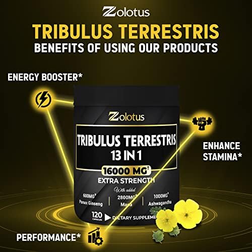 13in1 Tribulus Terrestris Capsules - 16000mg Per Serving with Maca, Horny Goat Weed - AB Mystery