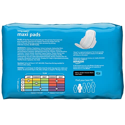 Amazon Basics Thick Maxi Pads with Flexi-Wings for Periods, Long Length, Super Absorbency - AB Mystery