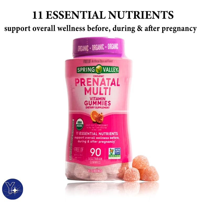 Grapefruit & Pomegranate Prenatalmulti Vitamin Spring Valley Non GMO Dietary Supplement Gummies YOLOMOLO