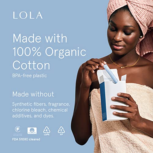 LOLA Organic Cotton Tampons, 60 Count - Super Plus Tampons, Period Feminine Hygiene Products - AB Mystery