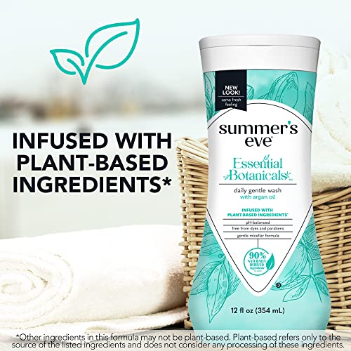 Summer's Eve Essential Botanicals Gentle Wash with Argan Oil, Removes Odor, pH balanced, 12 fl oz - AB Mystery