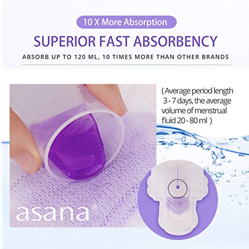 Asana Natural Teen Period Pads Combo Pack (Mini, Mini Long, Liner, and Women Reg - Chlorine Free - AB Mystery