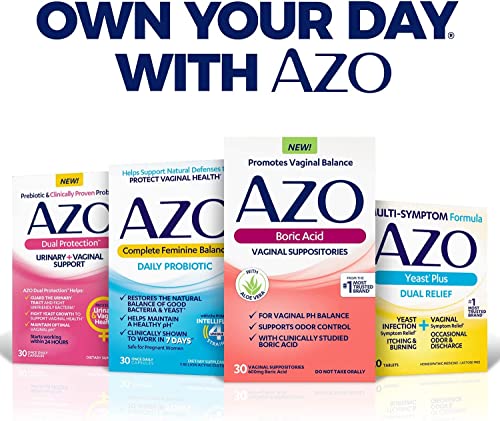 AZO Boric Acid Vaginal Suppositories (30 Count) + Complete Feminine Balance Daily Probiotics for Women - AB Mystery