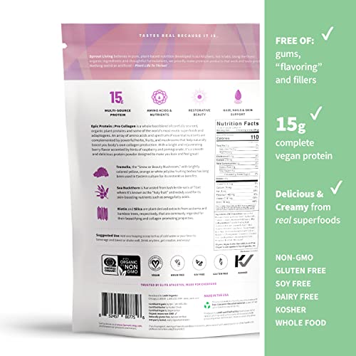 Sprout Living Epic Protein, Plant Based Protein & Superfoods Powder, Pro Collagen, - AB Mystery