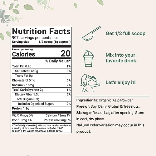 Organic Kelp Powder Supplement, 2lbs | Sustainably US Grown, Raw Ascophyllum Nodosum - AB Mystery