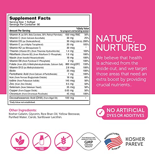 Zahler Mighty Mini Prenatal Vitamin with DHA & Folate - Certified Kosher - All Natural Prenatal Vitamins Zahler