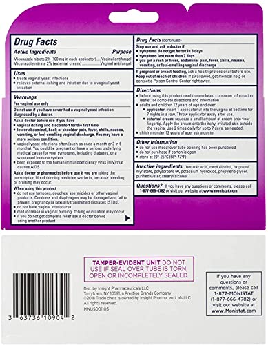 MONISTAT 7-Dose Treatment For Women, 7 Disposable Applicators & External Itch Cream, (Pack of 1) - AB Mystery