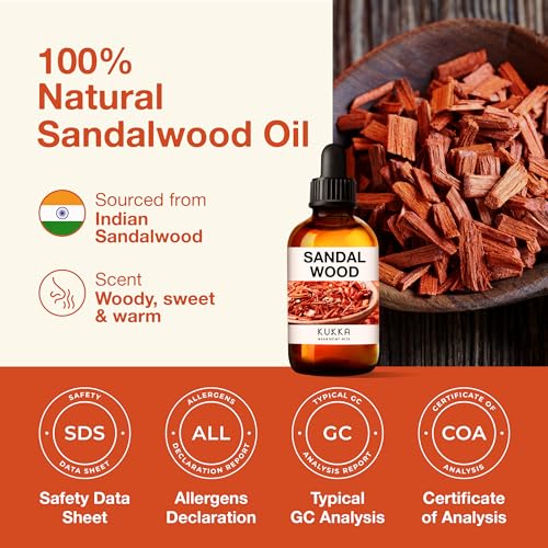 Kukka Sandalwood Essential Oils for Diffuser - 100% Natural Sandalwood Oil - Sandalwood Essential Oil - AB Mystery