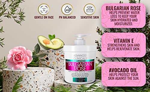 Advanced Clinicals Bulgarian Rose Anti Aging Vitamin E Moisturizer Body Lotion & Face - AB Mystery