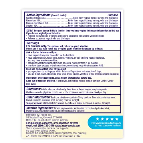 AZO Yeast Plus Dual Relief Tablets, Yeast Infection and Vaginal Symptom Relief, Relieves Itching & Burning - AB Mystery