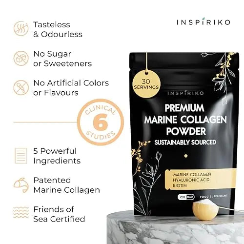 Marine Collagen Powder for Women - Marine Collagen with Hyaluronic Acid, Vitamin C Inspiriko
