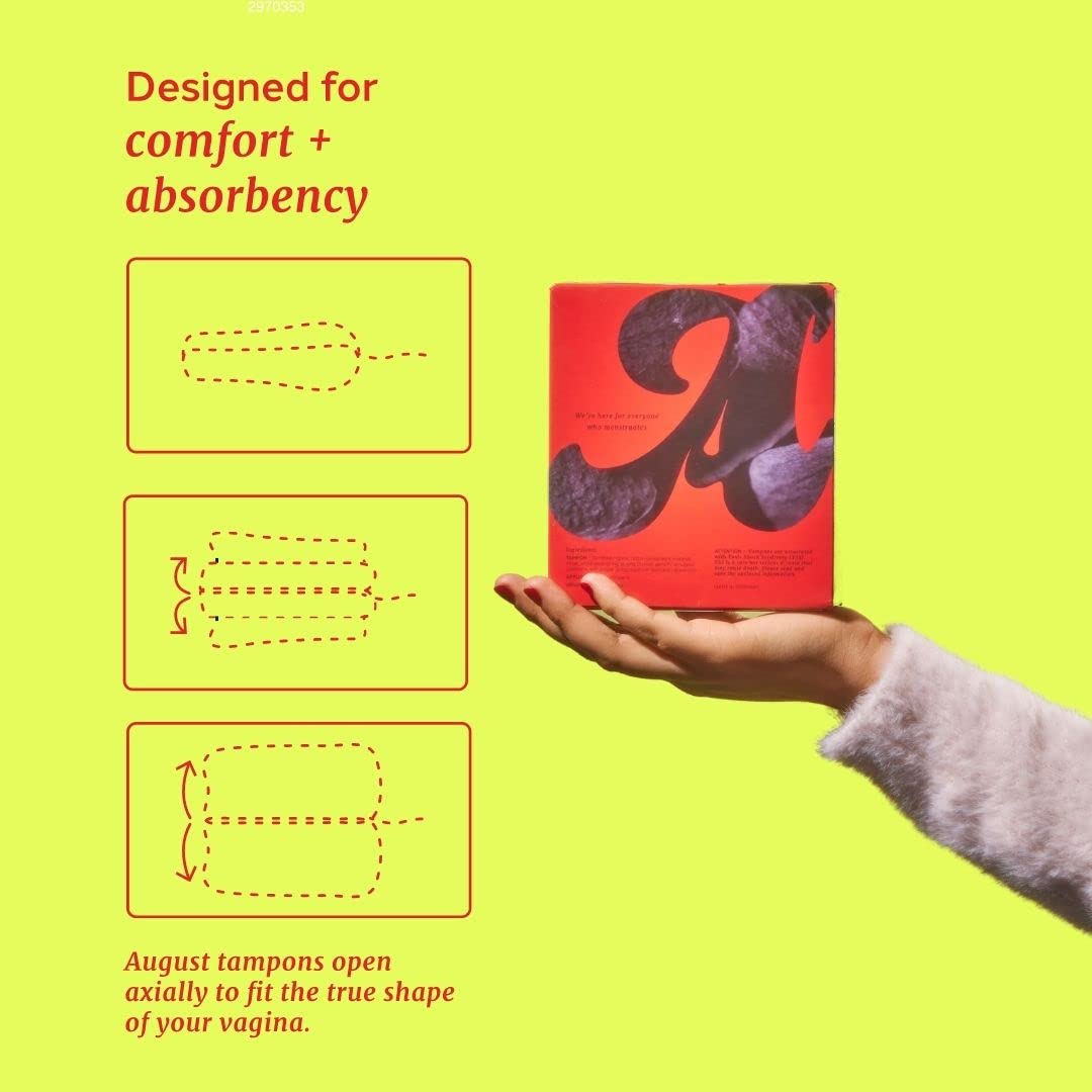 August Organic Cotton Tampons, Super tampons, BPA Free Long Applicators, Non-Toxic Organic - AB Mystery