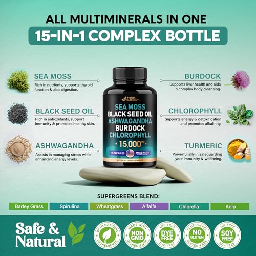 Irish Sea Moss | Black Seed Oil | Ashwagandha | Burdock | Chlorophyll | Supergreens - AB Mystery