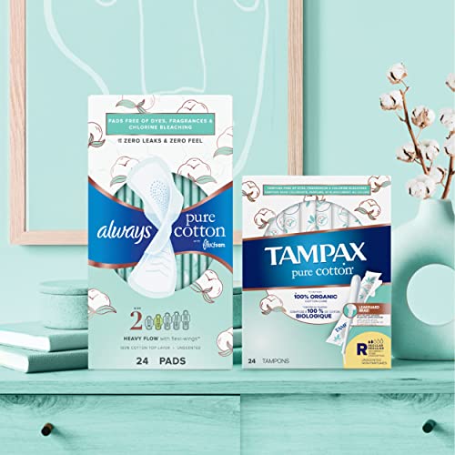 TAMPAX Pure 100% Organic Cotton Core Super Absorbency Tampons - 24 ct - AB Mystery