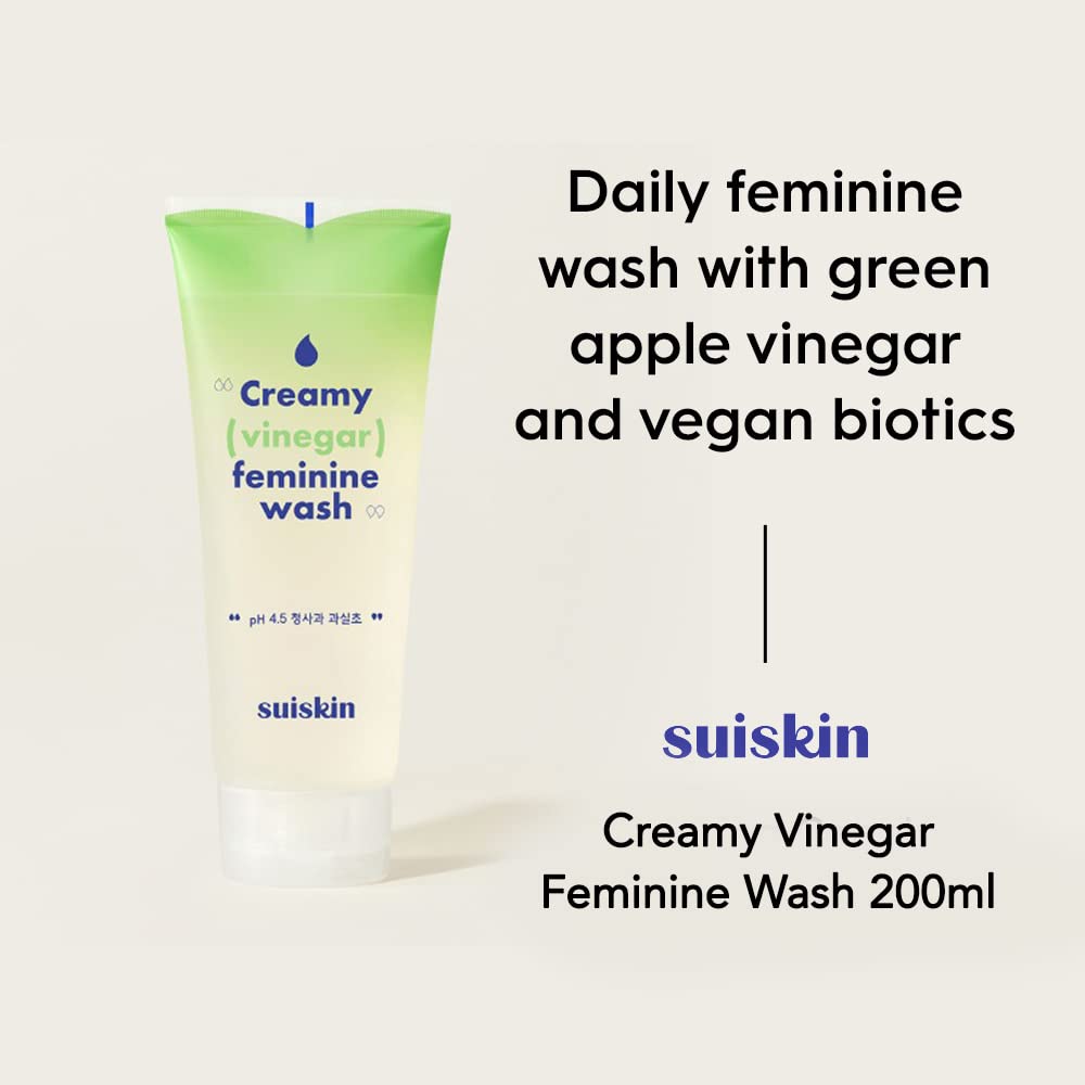 Suiskin Green Apple Vinegar Feminine Wash | Removes odor, pH balanced with Vegan Probiotics, Fragrance-free - AB Mystery