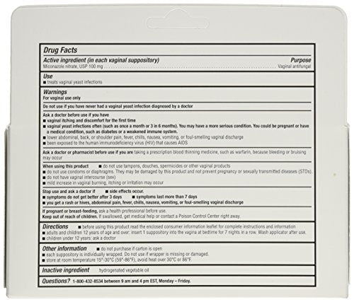 Miconazole 7 Day Vaginal Suppositories 100 mg - 7 ea - AB Mystery