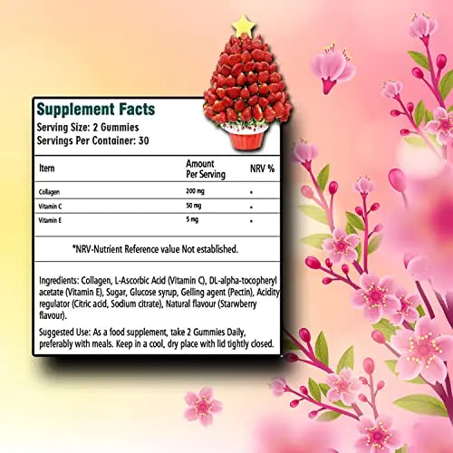 Ved Collagen Gummies; Chew Gummies Strawberry Flavour, Raw Unfiltered Collagen Gummies - AB Mystery