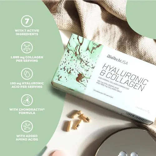 BioTechUSA Hyaluronic&Collagen, Food Supplement Capsules containing Collagen, hyaluronic Acid - AB Mystery