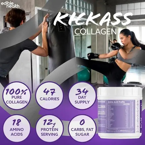 Premium Collagen Powder. Types 1 and 3, Protein Peptides, 18 Amino Acids. 400g. Edible Health