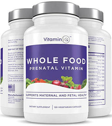 VitaminIQ Whole Food Prenatal Vitamins (120 Capsules) Natural Support for Maternal and Fetal Health