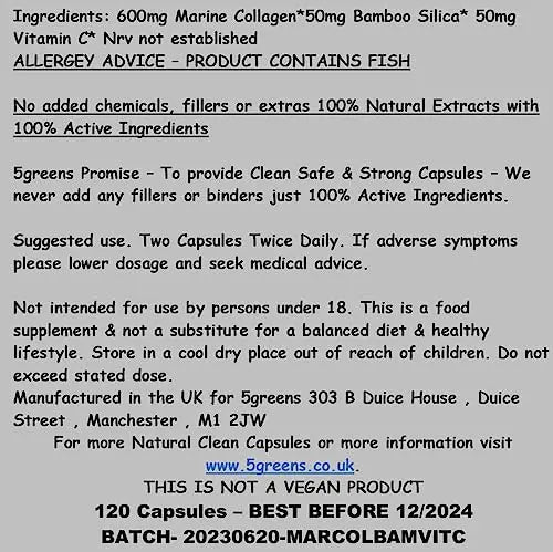 Marine Collagen Capsules 2400mg - Collagen Capsules with Bamboo & Vitamin C - AB Mystery