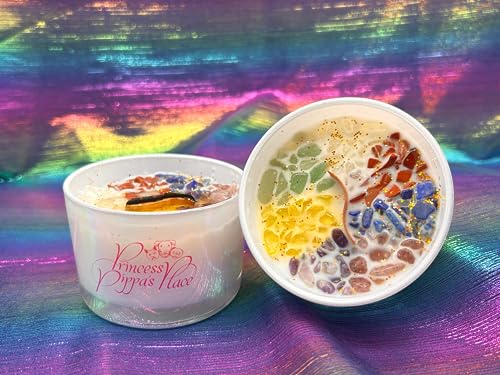 Princess Pippa's Place Healing Candles with Crystals Inside- Natural Soy Wax 7 Stones Crystal Candle Jar - AB Mystery