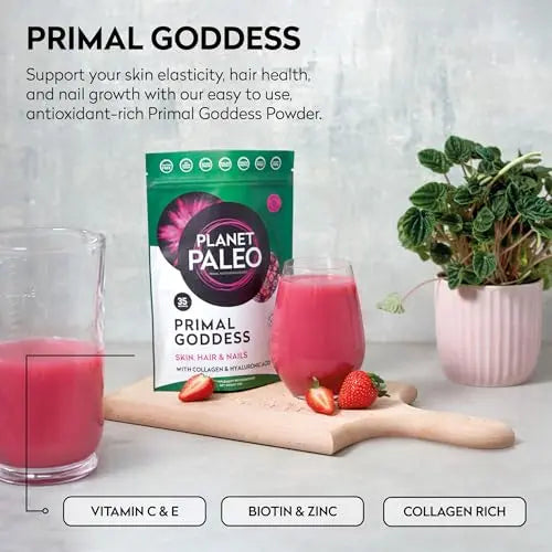 Planet Paleo Primal Goddess -Pure Collagen with Hyaluronic Acid and Zinc (210g, 35 Servings) - AB Mystery