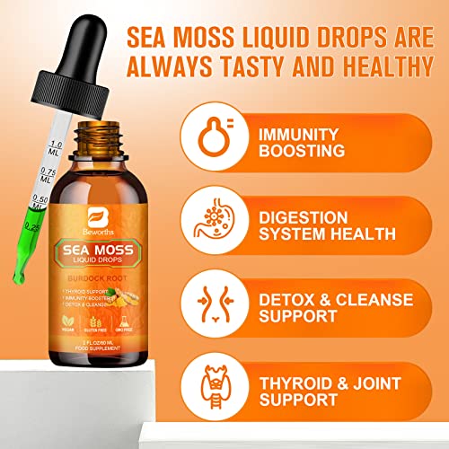B BEWORTHS Sea Moss Liquid Drops - Organic Irish Sea Moss Raw Gel with Burdock Root - AB Mystery