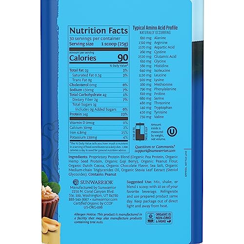 Sunwarrior Vegan Protein Powder Organic Plant-Based Protein | BCAA Amino Acids Hemp - AB Mystery