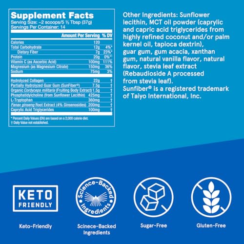 Bulletproof Vanilla Bean Energy Collagen Protein Powder, 18.3 Ounces, Caffeine-Free Fuel - AB Mystery