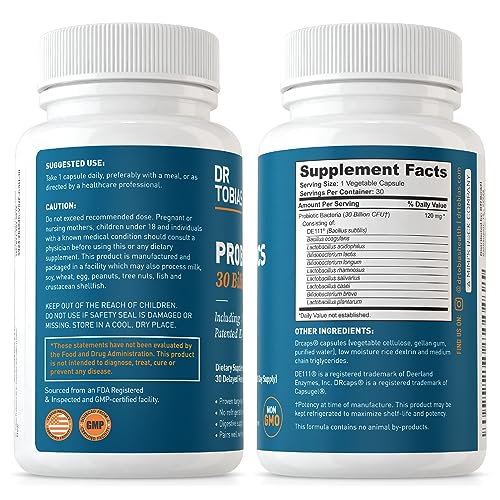 Dr. Tobias Probiotics 30 Billion, 10 Strains, 30 Billion CFU's, Targeted Release Probiotics - AB Mystery