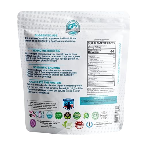 Genepro Unflavored Protein Powder - New Formula - Lactose-Free, Gluten-Free - AB Mystery