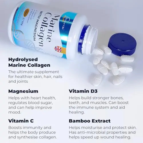 Reverse Life Powerful Marine Collagen Tablets 1800mg with Vitamin C & Vitamin D3 + Magnesium - AB Mystery
