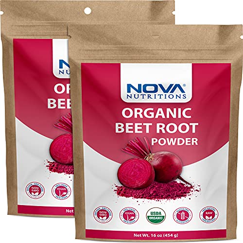 2 Pack - Nova Nutritions Certified Organic Beet Root Powder 16 OZ (454 gm) - Nitric Oxide