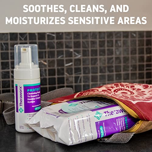 Theraworx Protect U-Pak 60-Ct Wipes & Hygiene Foam 3.4 oz for Urinary Health (Pack of 1) - AB Mystery