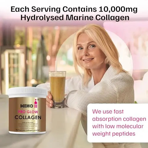 Meno II PRO Glow Marine Collagen Powder 10,000mg - High-Potency Supplements for Women Skin Hydration - AB Mystery