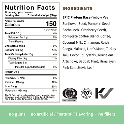 Sprout Living, Epic Protein, Plant Based Protein & Superfoods Powder, Complete Coffee - AB Mystery