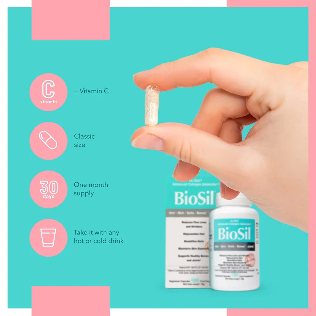 Advanced Collagen Generator with Vitamin C, BIOSIL Supplement for Women - Supports Healthy Hair - AB Mystery