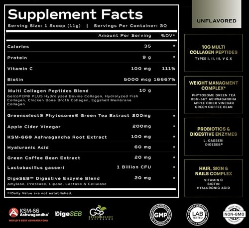 Super Collagen Burn - Premium Multi Collagen for Women w. ACV, Hyaluronic Acid, KSM66 - AB Mystery