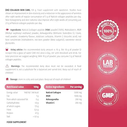 Nature's Finest by Nutrisslim Collagen Skincare | Fish Collagen Powder Naticol (5000mg) with MSM, Vitamin C, Ashwagandha - AB Mystery