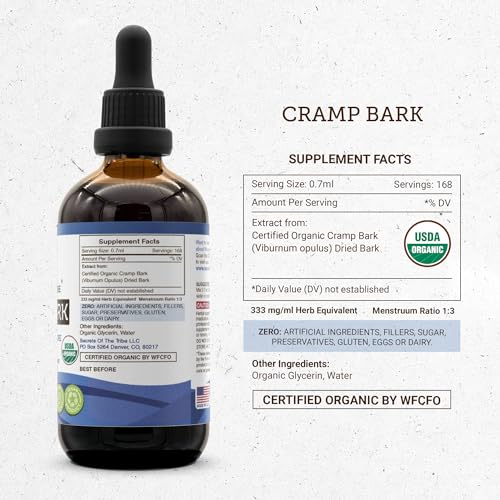 Secrets of the Tribe Cramp Bark USDA Organic | Alcohol-Free Extract, High-Potency Herbal Drops - AB Mystery